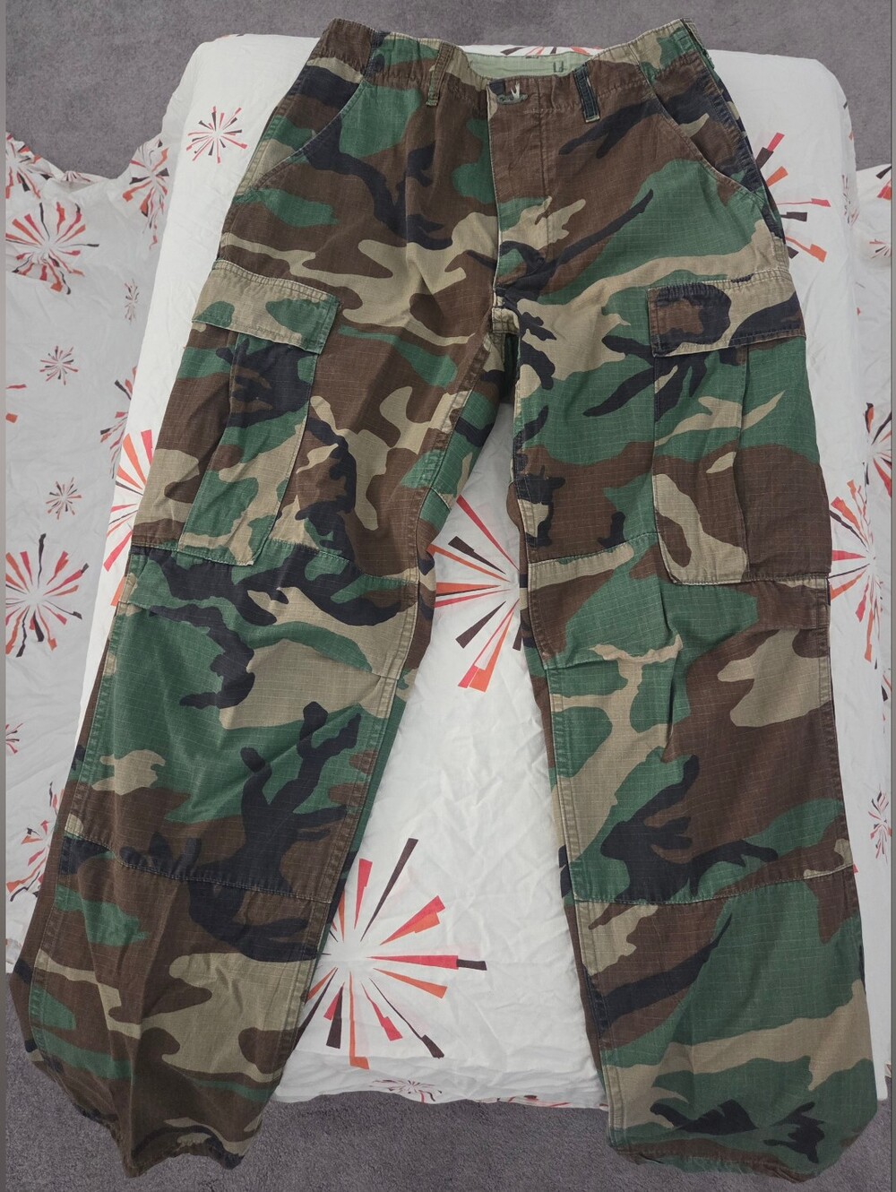 Men's Vintage BDU Camo Cargo Pants - Green Woodland